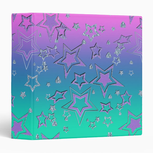 Christmas gradient glitter shine confetti stars fu binder (Front/Spine)