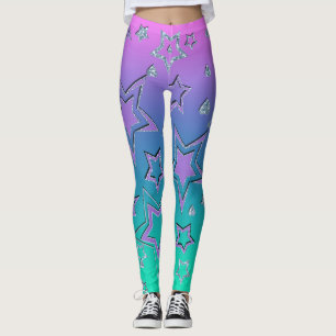 Christmas gradient glitter shine confetti stars fu leggings