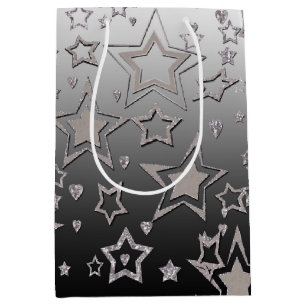 Christmas gradient glitter shine confetti stars fu medium gift bag
