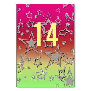Christmas gradient glitter shine confetti stars fu table number