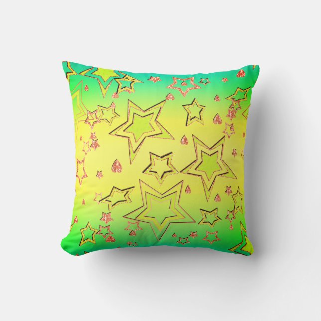 Christmas gradient glitter shine confetti stars fu throw pillow (Front)