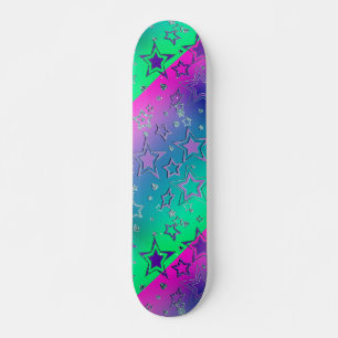 Christmas gradient glitter shine confetti stars  skateboard