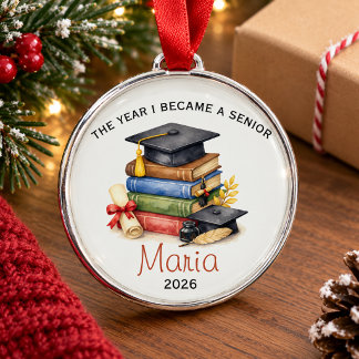 Christmas graduation keepsake , senior year  metal ornament