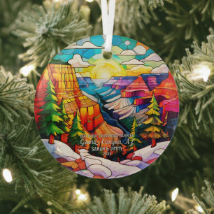 Christmas Grand Canyon AZ Stained Glass Married Glass Ornament