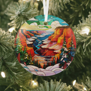 Christmas Grand Canyon AZ Stained Glass Married Ornament