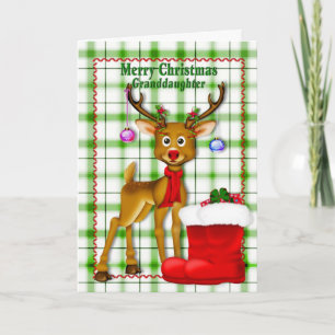 CHRISTMAS - GRANDDAUGHTER - REINDEER HOLIDAY CARD
