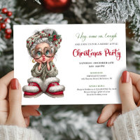 Christmas Grandma Cartoon Party Event Invitation