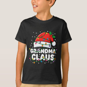 Christmas Grandma Claus Santa Hat Christmas Lights T-Shirt