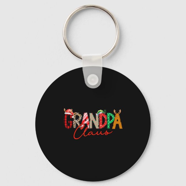 Christmas Grandpa Coquette Bow Grandpa Claus Chris Keychain (Front)