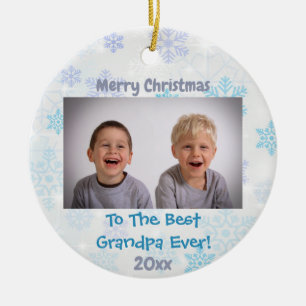 Christmas Grandparents Grandchildren Custom Photo Ceramic Ornament
