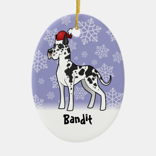 Christmas Great Dane(add your pets name) Ceramic Ornament (Front)