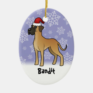 Christmas Great Dane(add your pets name) Ceramic Ornament