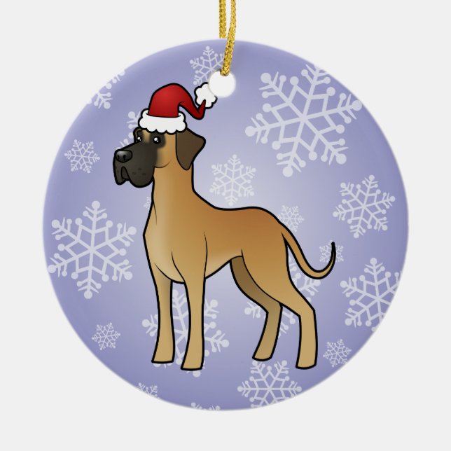 Christmas Great Dane Ceramic Ornament (Front)