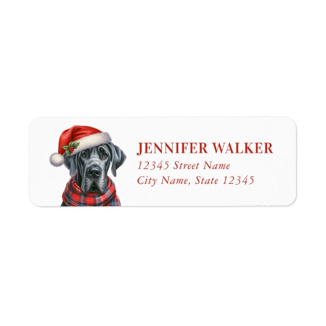 Christmas Great Dane Chien Retourner l'adresse Éti (Devant)