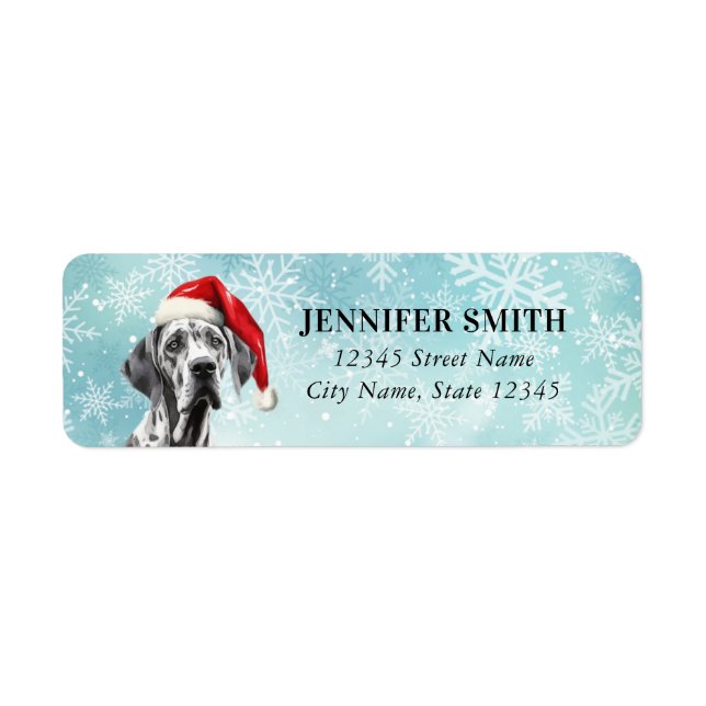 Christmas Great Dane Chien Retourner l'adresse Éti (Devant)