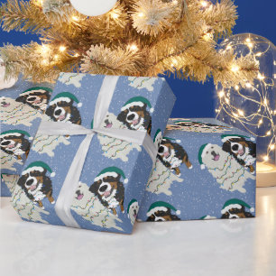 Christmas Great Pyrenees and Bernese Mountain Dog Wrapping Paper