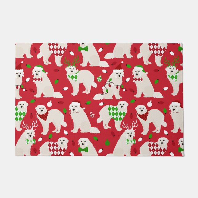 Christmas Great Pyrenees Dogs Doormat (Front)