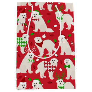Christmas Great Pyrenees Dogs Medium Gift Bag