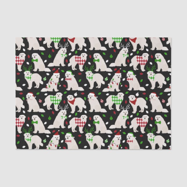 Christmas Great Pyrenees Dogs Tissue Paper (Front)