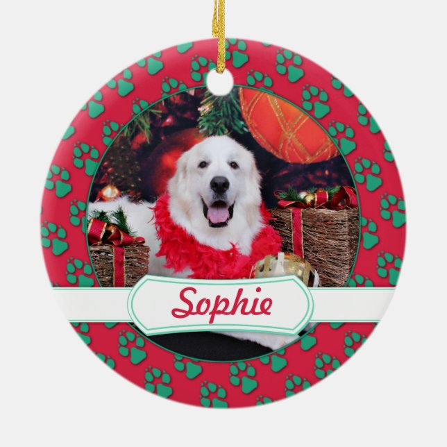 Christmas - Great Pyrenees - Sophie Ceramic Ornament (Back)