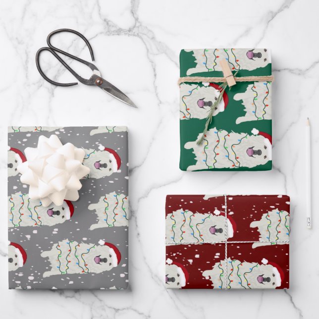 Christmas Great Pyrenees  Wrapping Paper Sheet (Front)