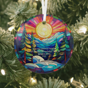 Christmas Great Smoky Mountain Stained Glass Coupl Ornament