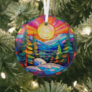 Christmas Great Smoky Mountain Stained Glass Engag Ornament