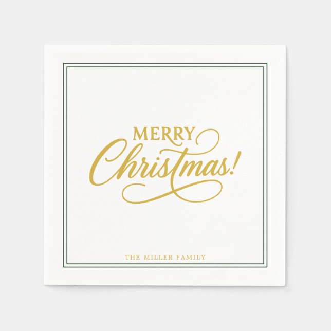 Christmas Green and gold, elegant  Napkin (Front)