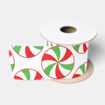 Christmas Green and Red Candy Cane Gift Ribbon