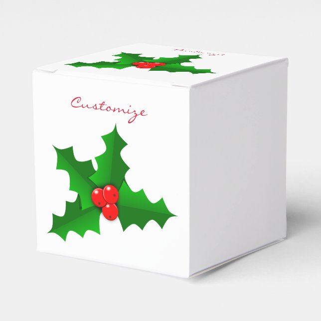 Christmas Green and red holly Thunder_Cove Favor Box (Front Side)