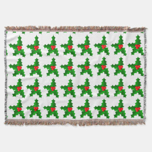 Christmas Green and red holly Thunder_Cove Throw Blanket