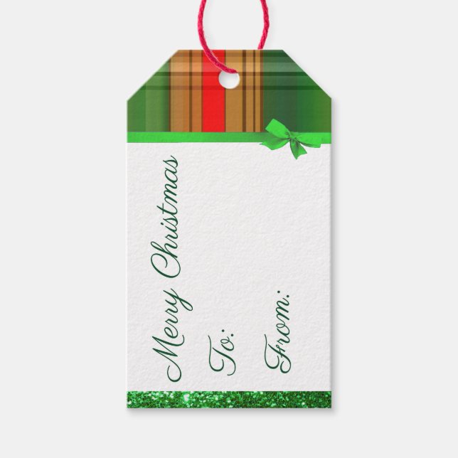 Christmas Green and Red Plaid  Gift Tag (Front)