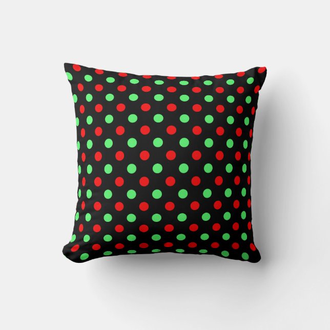 Christmas - Green and Red Polka Dots Pattern  Throw Pillow (Front)