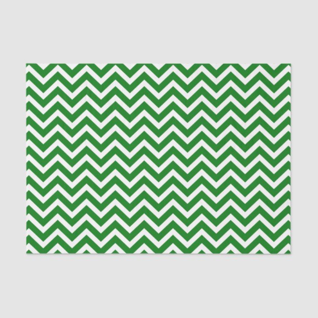 Christmas Green and White Chevron ZigZag Tissue Paper (Front)