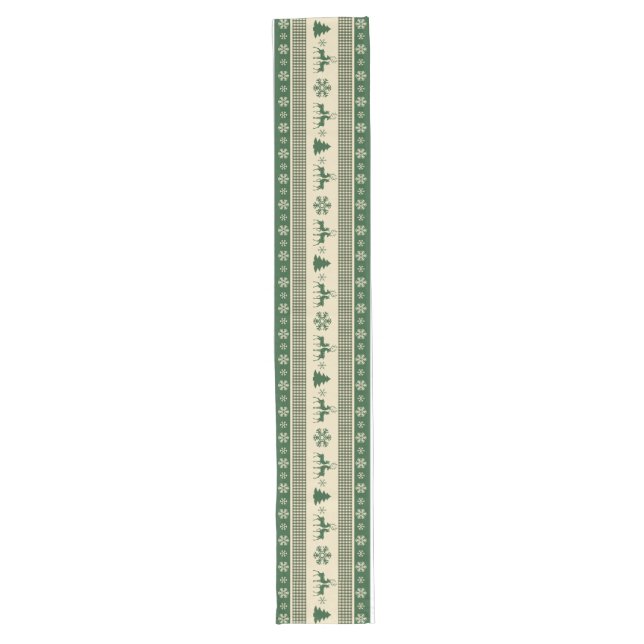 Christmas green and white table runner 16" x 108" (Front)