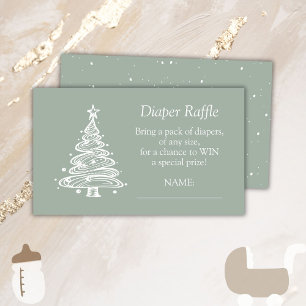 Christmas Green Baby Gender Neutral Diaper Raffle Enclosure Card
