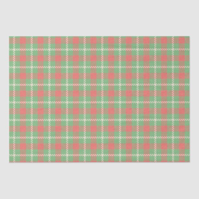 Christmas Green-Based Plaid Tissue Paper (Front)