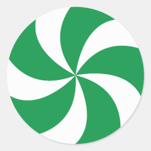 CHRISTMAS GREEN CANDY CLASSIC ROUND STICKER
