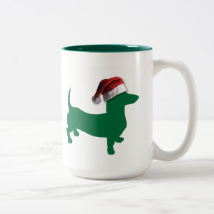 Christmas Green Dachshund Two-Tone Coffee Mug