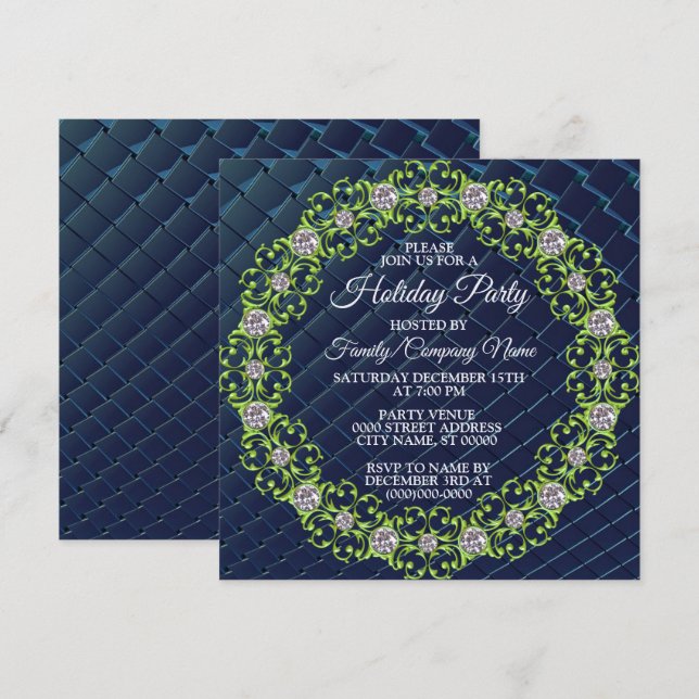 Christmas Green Design Unique Holidays Party Invit Invitation (Front/Back)