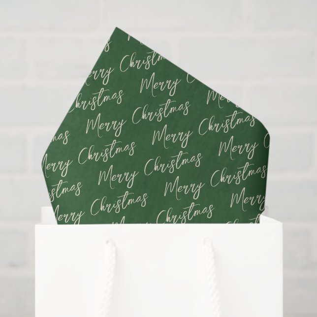 Christmas Green Elegant Script Tissue Paper (Gift Bag)