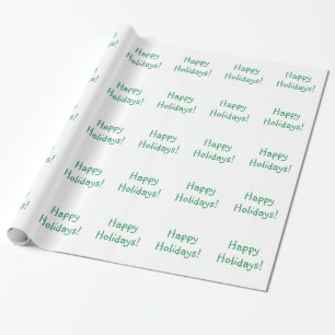 Christmas Green Font Happy Holidays Wishes Wrapping Paper