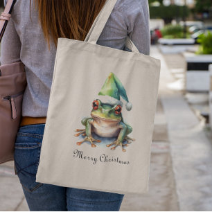 Christmas Green Frog, customizable Tote Bag
