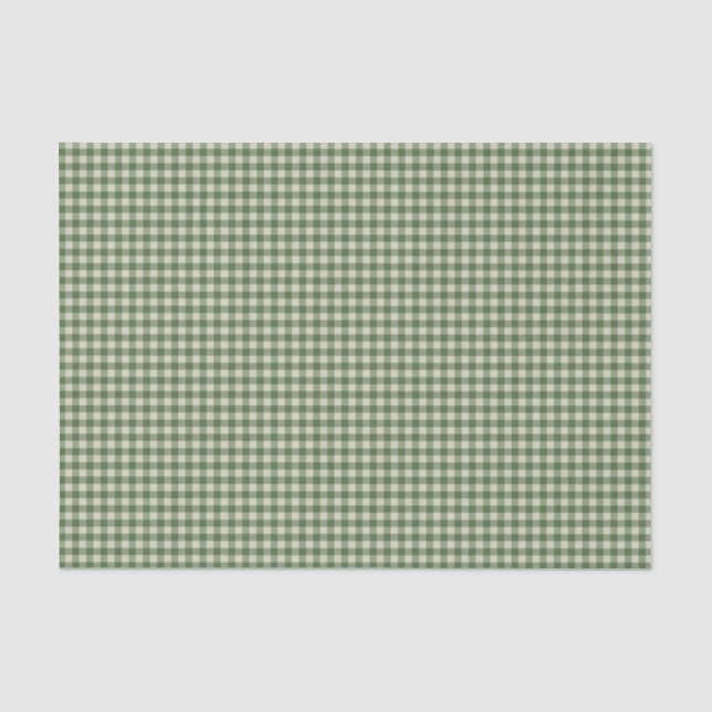 Christmas Green Gingham Check Gift Wrapping Tissue Paper (Front)