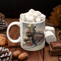 Christmas Green Goblin #5 riding a snowmobile Coffee Mug