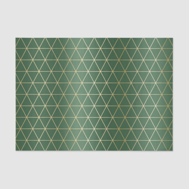 Christmas Green Gold Triangle Geometric Tissue Paper (Front)
