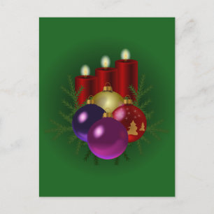 Christmas Green Holiday Candles Postcard