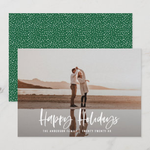 Christmas green modern, minimal 1 photo holiday card