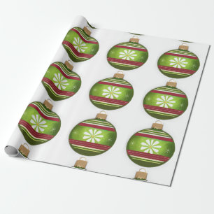 Christmas green ornament wrapping paper
