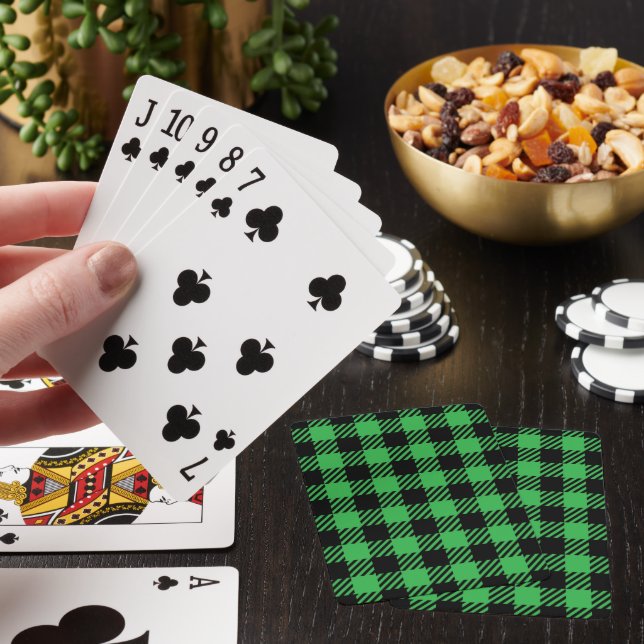 Christmas Green Plaid Christmas Gifts Personalized Playing Cards (In Situ)